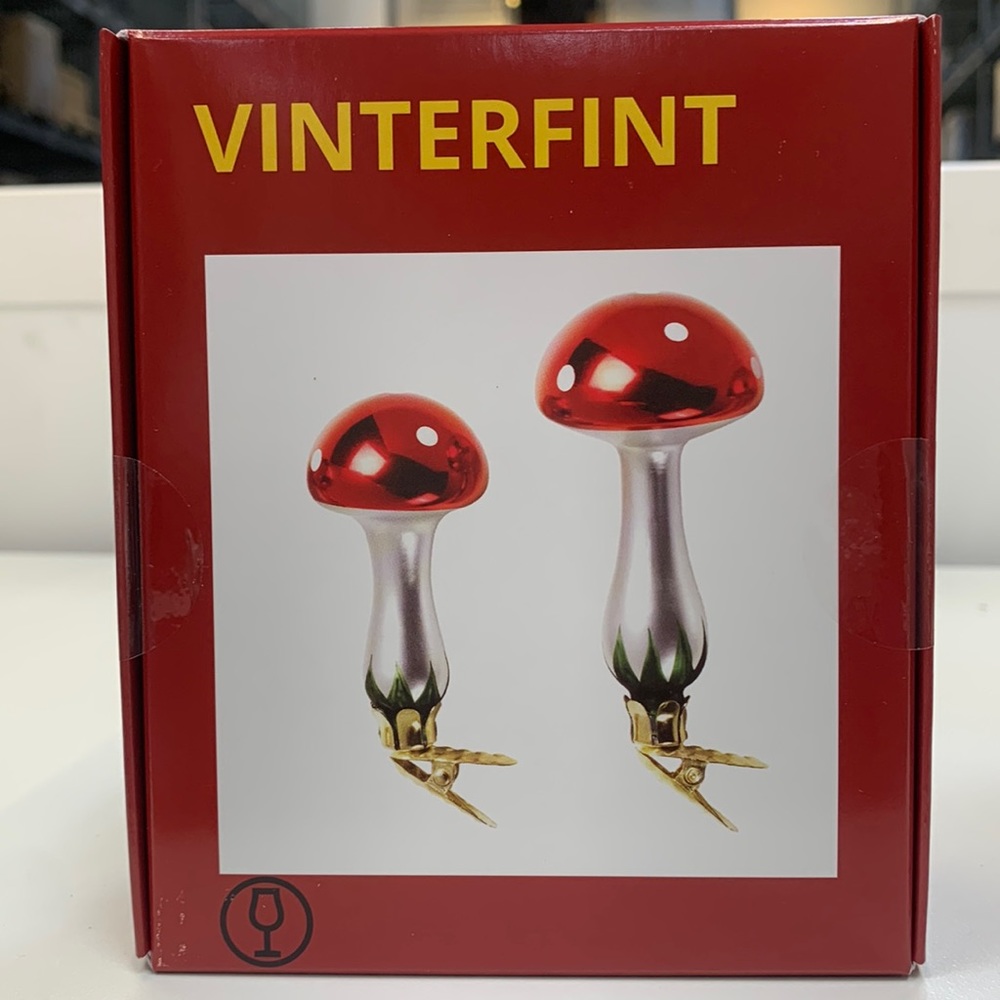 Ikea mushroom Christmas tree decor clip on holiday ornaments decorations nwt - Picture 1 of 15